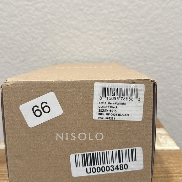 Nisolo Huarache Leather Sandals Black 12.5 - Picture 9 of 9